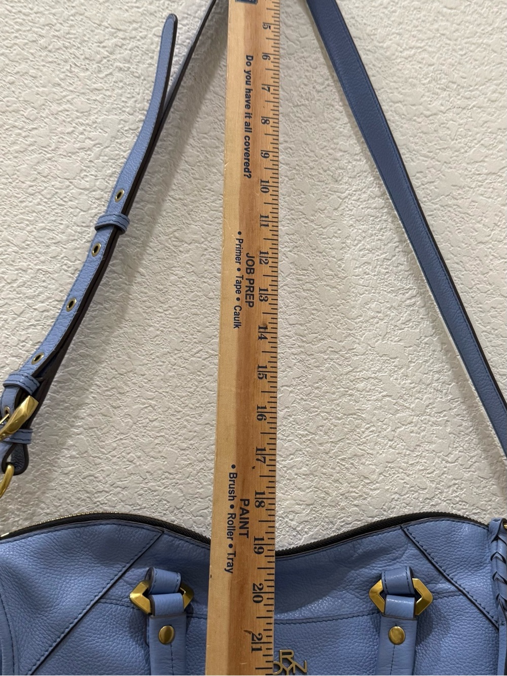 OrYANY Sarah Periwinkle Sky Blue Pebbled Leather Braided Satchel Crossbody Bag - Picture 9 of 16